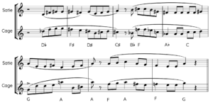 Excerpts from Satie's "Socrate" and Cage's "Cheap Imitation"